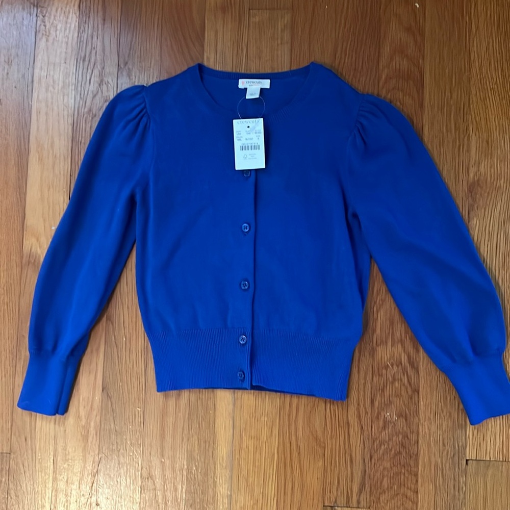 Crewcuts, royal blue girls cardigan. Size small (6.7). NWT.
